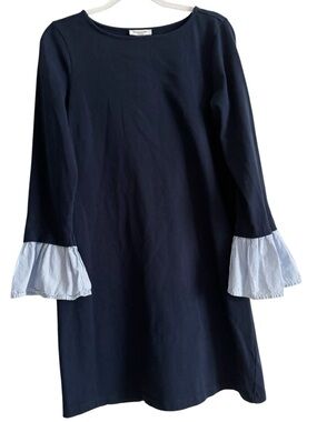 beachlunchlounge Blue Pinstripe Ruffle Sleeve Shift Dress Size M